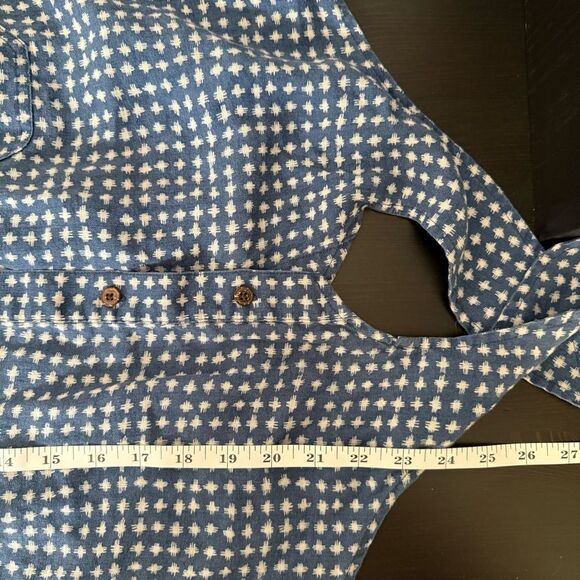 Lauren Ralph Lauren Top Sz 3X Blue Linen Sleeveless Button Up Tie Front Western - Picture 9 of 9